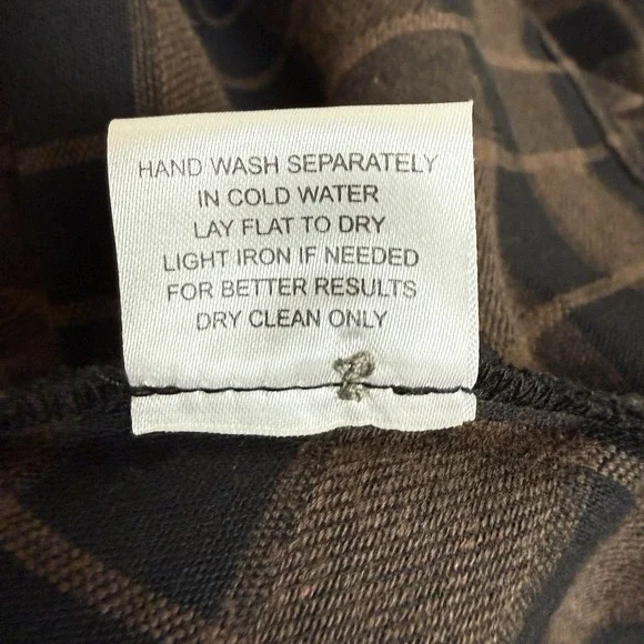 Shana Top Womens XS Brown Plaid Colorful Tunic Floral Art to Wear Artsy Boho - Picture 6 of 9